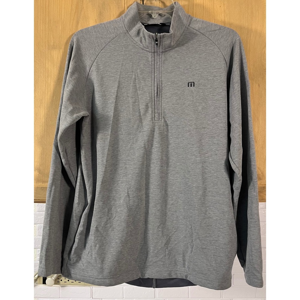 TravisMathew Quarter Zip Pullover Mens L Gray Heathered Long Sleeve Golf Top